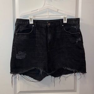 Black denim shorts